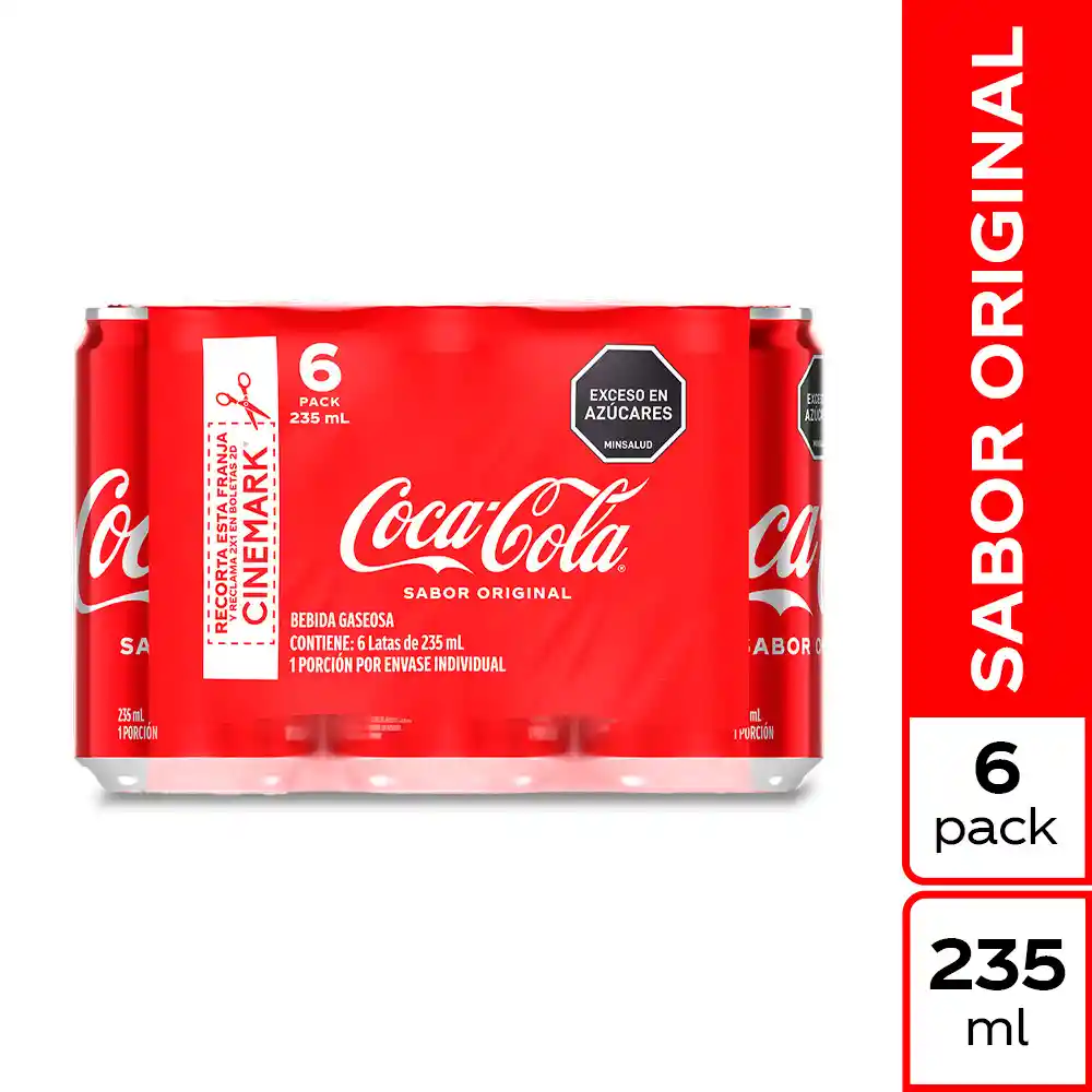 Gaseosa Coca Cola Original 235ml x 6 unds + Cupón