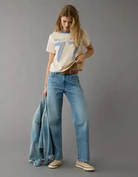 Camiseta Mujer Beige Talla: X-SMALL 1106106 American Eagle