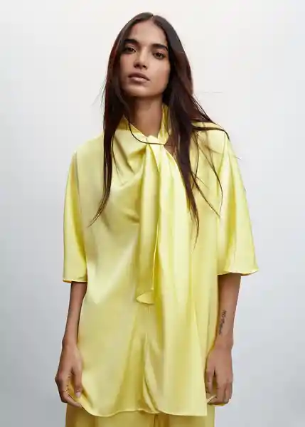 Blusa Gala-A Amarillo Pastel Talla S Mujer Mango