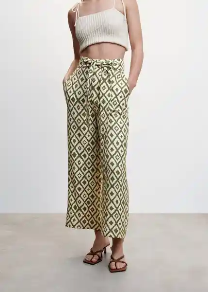 Pantalón Plumas Crudo Talla 18 Mujer Mango