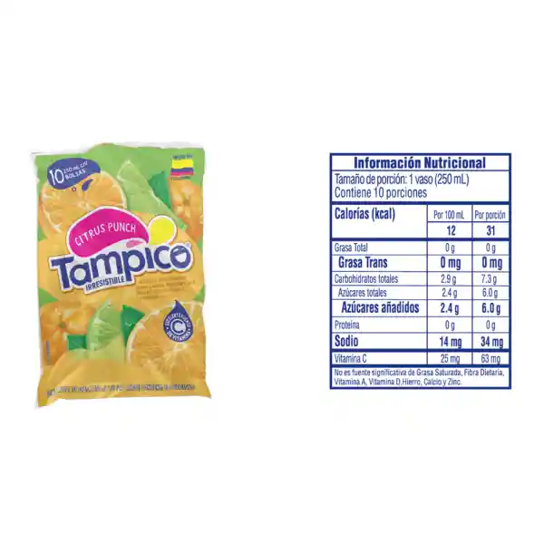 Tampico Citrus Bolsa x 250 mL x 10 U