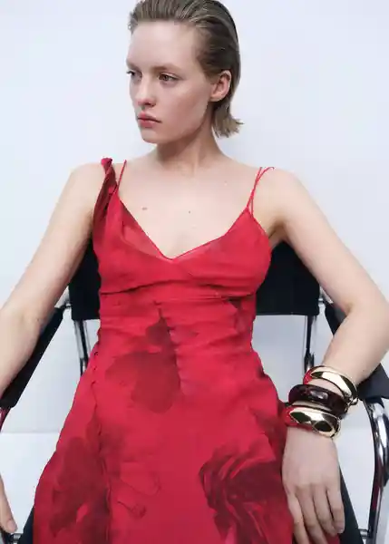 Vestido Amapola Rojo Talla M Mujer Mango