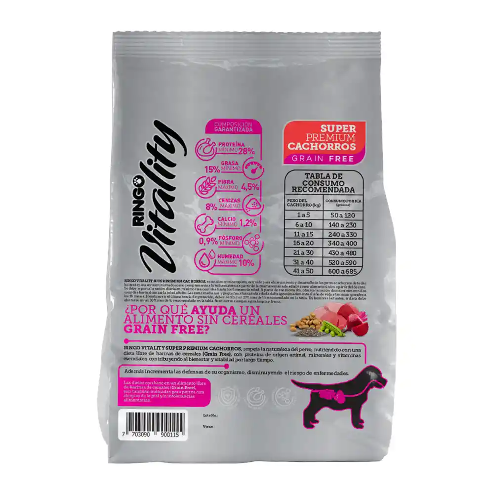 Ringo Alimento Super Premium Vitality para Perros Cachorros 