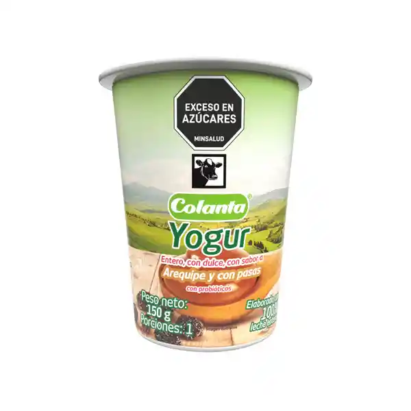 Yogur Colanta Entero Arequipe con Pasas