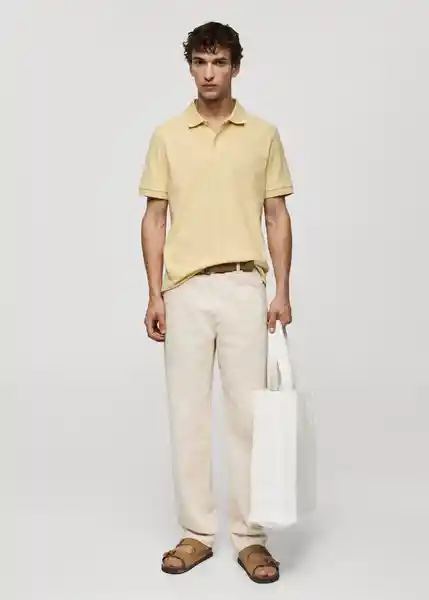 Camisa Polo Rea Amarillo Pastel Talla XL Hombre Mango