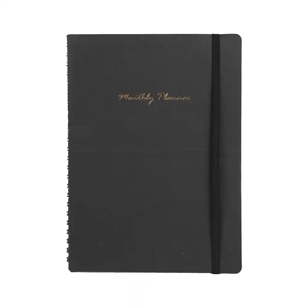 Cuaderno de Espiral Con Plan Mensual Negro 80 Hojas Miniso