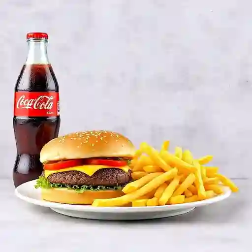 2 Hamburguesas sencilla mas papas +coca