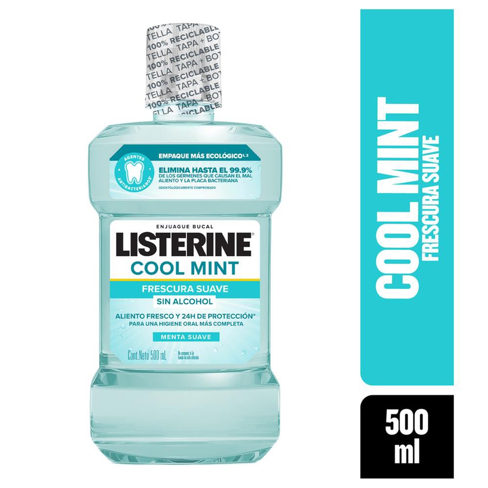Listerine Enjuague Bucal Cool Mint Frescura Suave 500ml