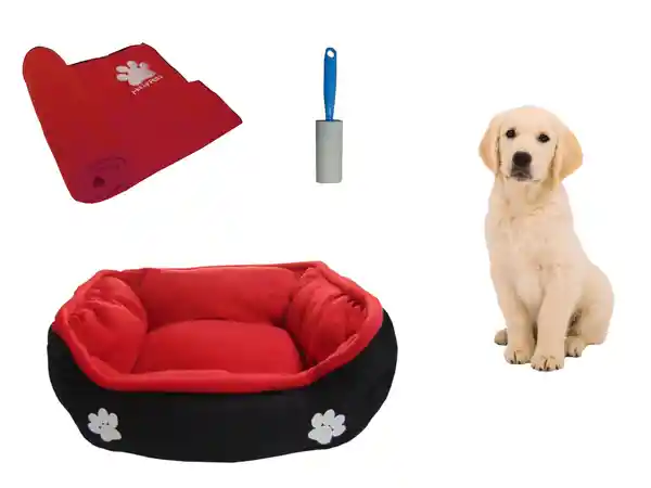 Hally Pets Set Cama + Cobija + Quitamotas Rojo OT0002