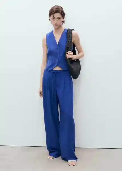 Pantalón Bonnie Azul Talla 40 Mujer Mango
