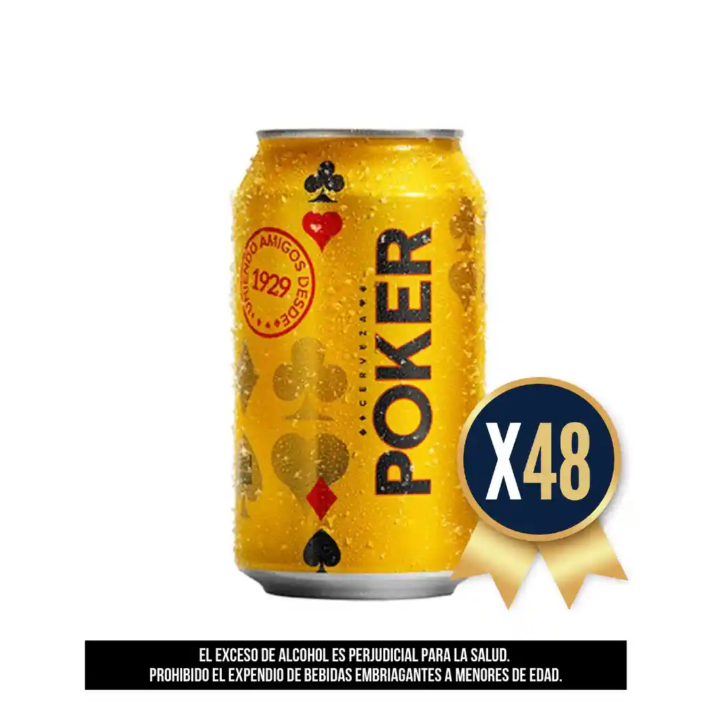 Cerveza Poker Lata 330 Ml por 48 Unidades