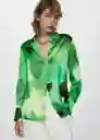 Camisa Aqua Verde Talla S Mujer Mango