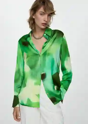 Camisa Aqua Verde Talla S Mujer Mango