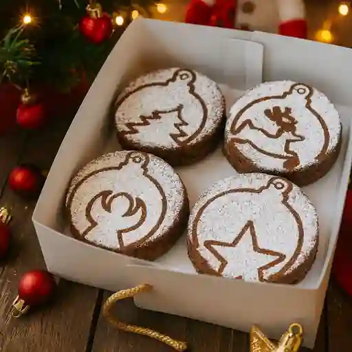 Caja x 4 brownie navidad esferas