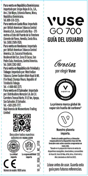Vapeador Vuse GO 700 Blueberry Ice