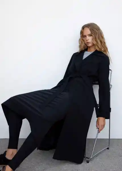 Abrigo Trench Geisha Negro Talla L Mujer Mango