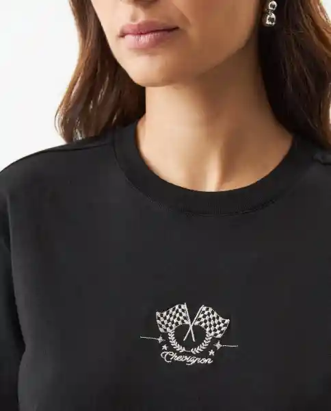Camiseta Graphic Femenino Negro Sombrio Oscuro Talla M Chevignon