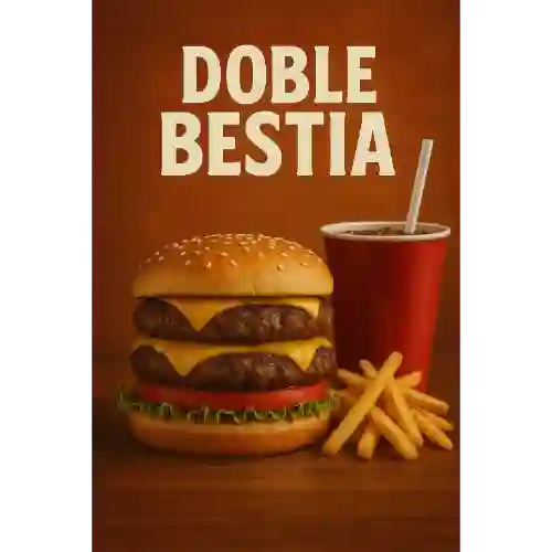 la Doble Bestia (1 Hamb +papas + Gaseosa