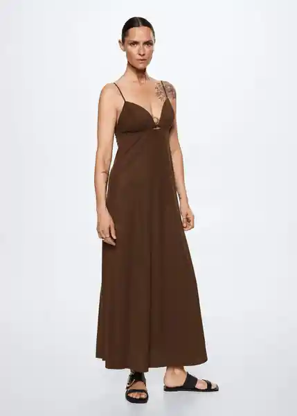 Vestido Vani Chocolate Talla 18 Mujer Mango