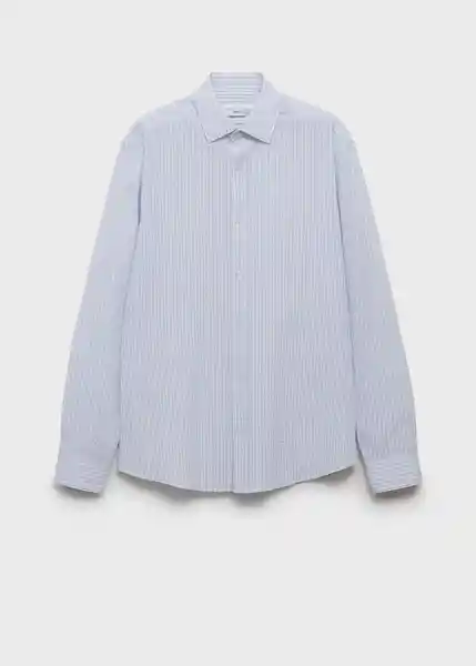 Camisa Kissos Celeste Talla M Hombre Mango