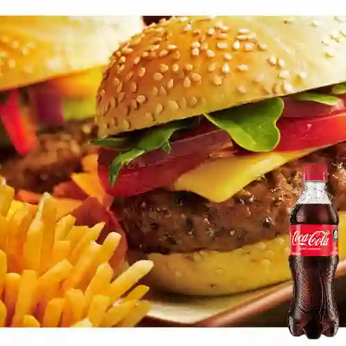 2 Hamburguesas Sencilla Mas Papas +Cocacola Org 400ml