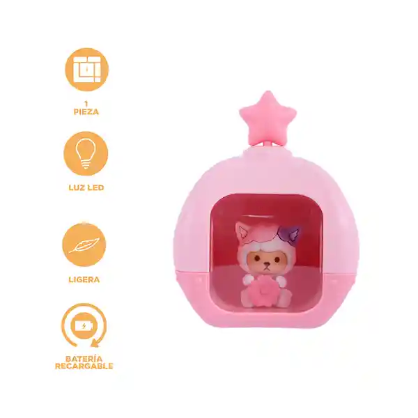 Lámpara Nocturna Led Sakura Rosa Serie Teddy Bear Miniso