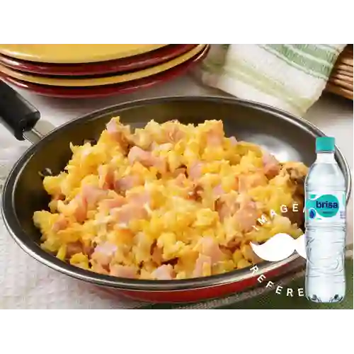 Combo Huevos Revueltos con Jamón + Brisa Sin Gas 600ML