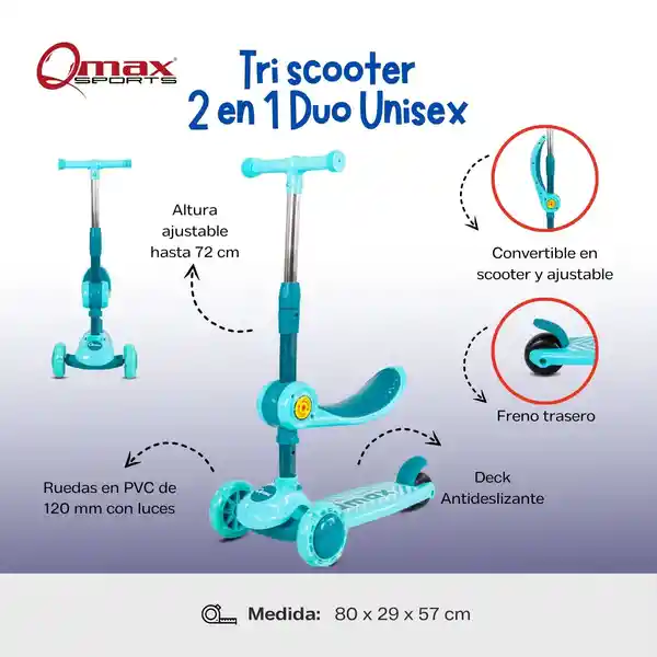Qmax Patineta Tri 2 en 1 Sit And Scoot Unisex