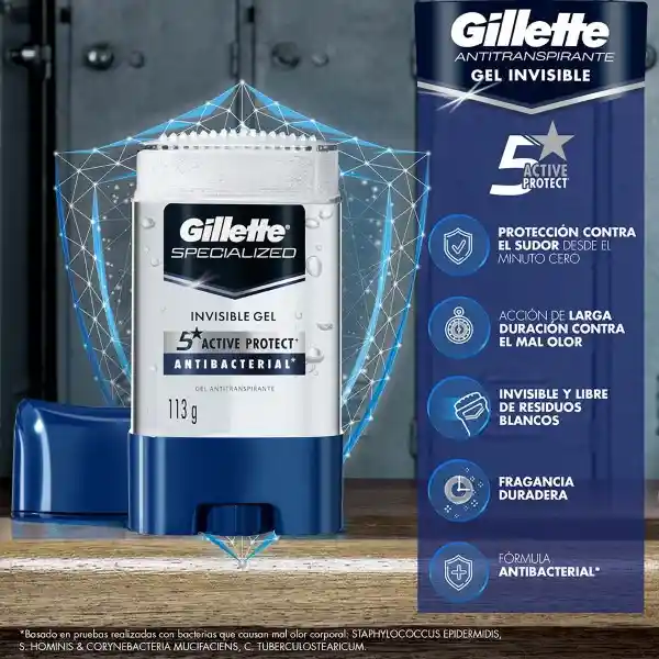 Gillette Desodorante Antitranspirante Hombre Antibacterial 113 g