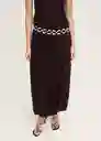 Falda Cira Chocolate Talla M Mujer Mango