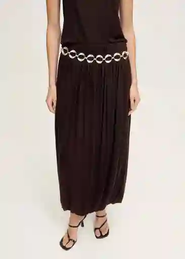 Falda Cira Chocolate Talla M Mujer Mango