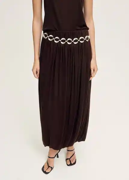Falda Cira Chocolate Talla M Mujer Mango