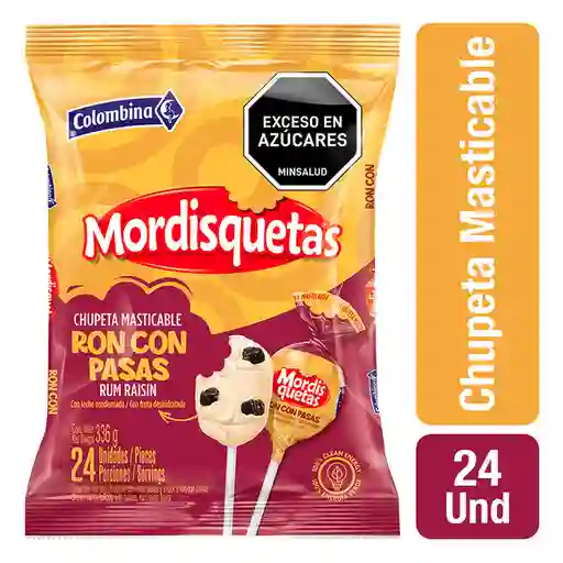 Mordisqueta Chupetas Masticables Sabor a Ron con Pasas