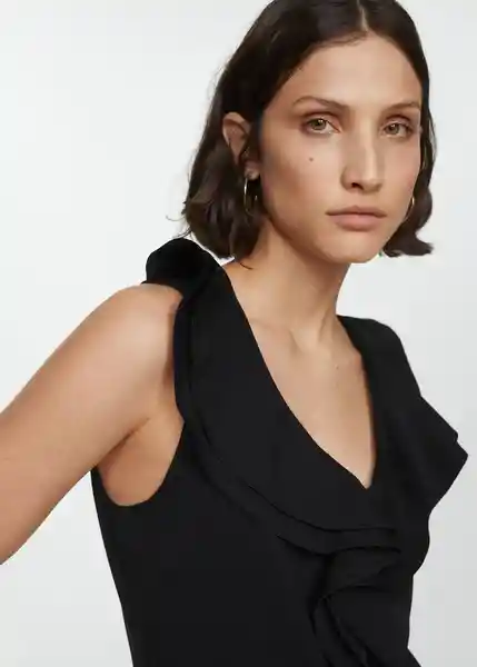 Top Popelín Negro Talla M Mujer Mango