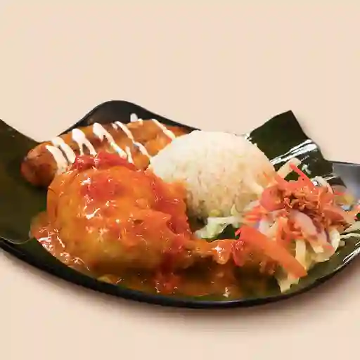 1/4 De pollo en salsa criolla