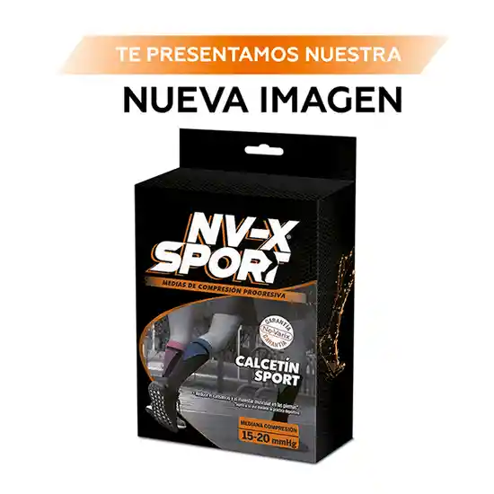 NV-X Sport Calcetín Deportivo 15-20 mm/hg White-Black L