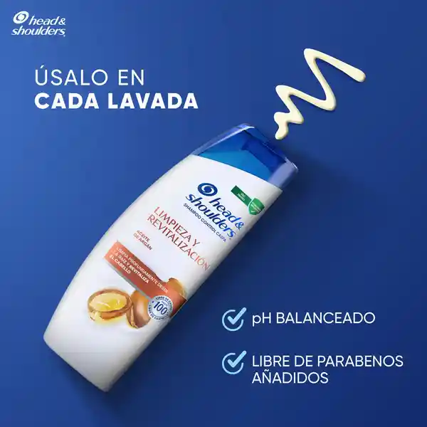 Head Shoulders Shampoo Limpieza y Revitalizacion Aceite de Argan