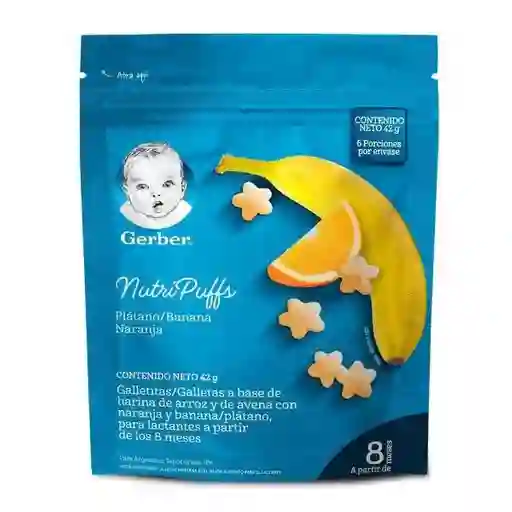 Gerber Galleta Nutripuffs Naranja Banano +8 Meses