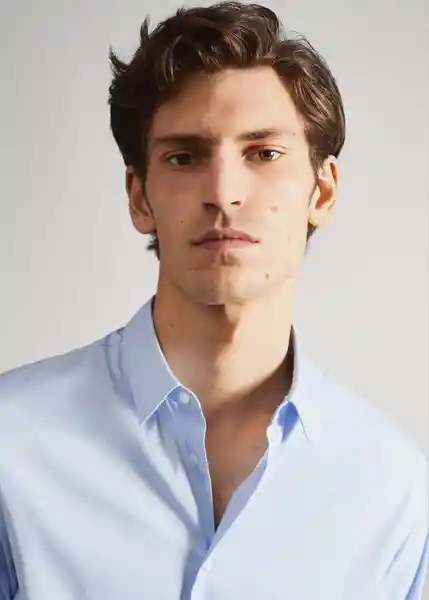 Camisa Emotion Celeste Talla XL Hombre Mango