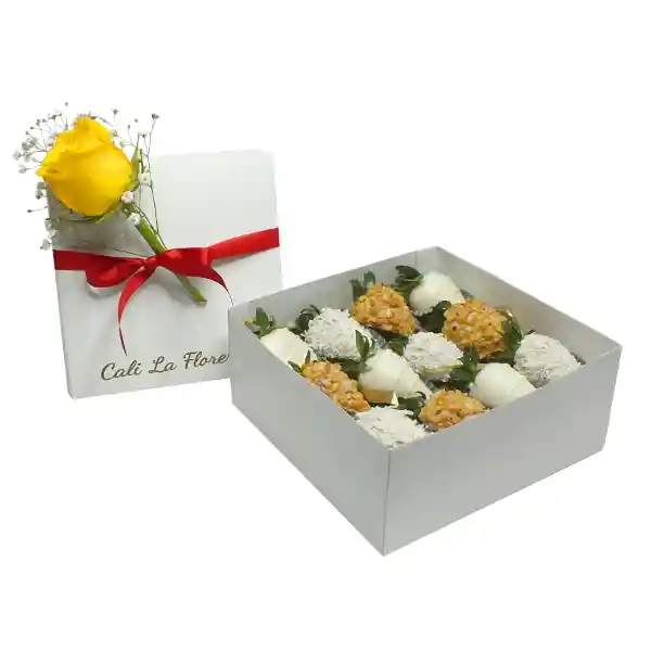 Caja 12 Fresas Tradicional Blanca