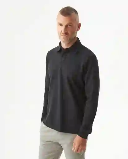 Camiseta Long Sleeve Polo Masculino Negro Sombrio T L Chevignon