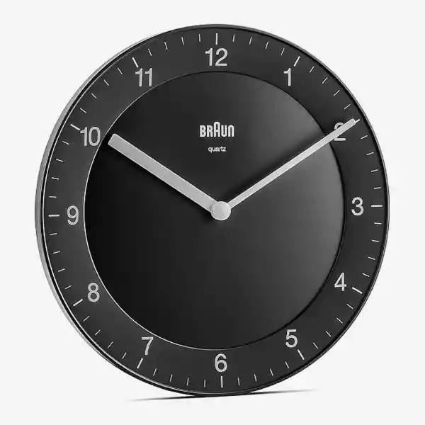 Braun Reloj de Pared Grande Análogo Negro