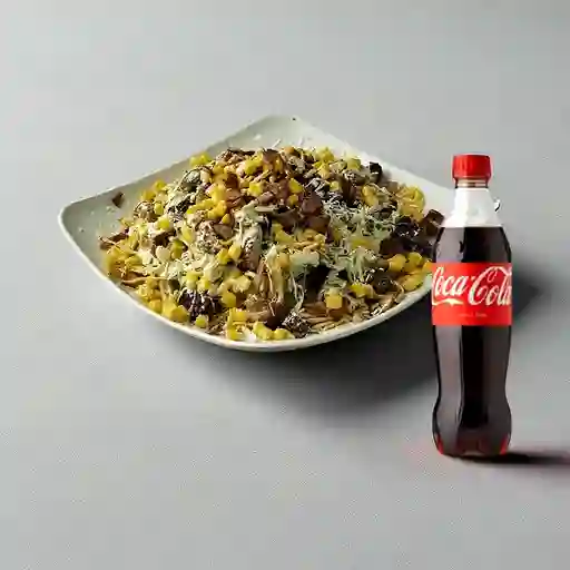 Salchipapa Mixta +Tocineta +Maiz +Cocacola Org 255 ml
