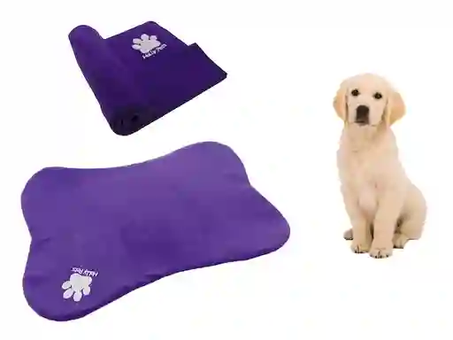 Cama en Forma de Hueso + Cobija Mediana Morado