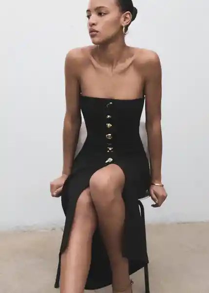 Vestido Dali Negro Talla M Mujer Mango
