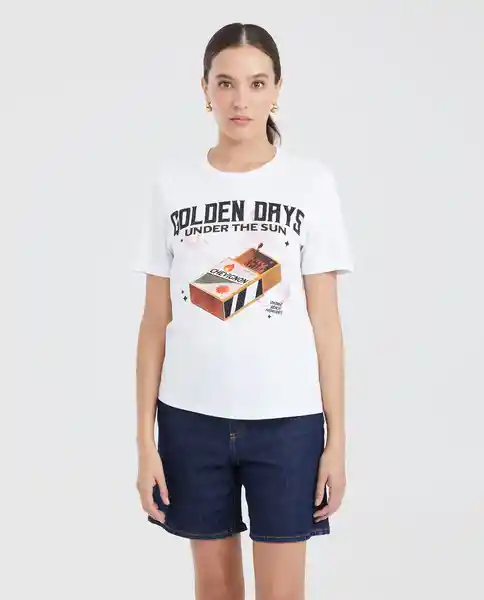 Camiseta Match Graphic Tee Femenino Blanco 0 Claro M Chevignon