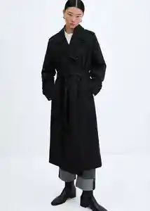 Abrigo Trench Angela Negro Talla 26 Mujer Mango