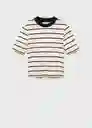 Camiseta Rayito Crudo Talla S Mujer Mango