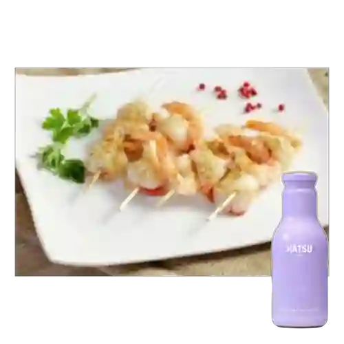 Combo Brocheta de Langostinos + Te Hatsu Lila 400 ml