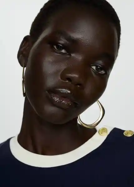 Camiseta Rayito Navy Talla XS Mujer Mango